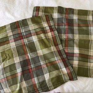 Set of Pottery Barn Green Plaid Pillow Covers